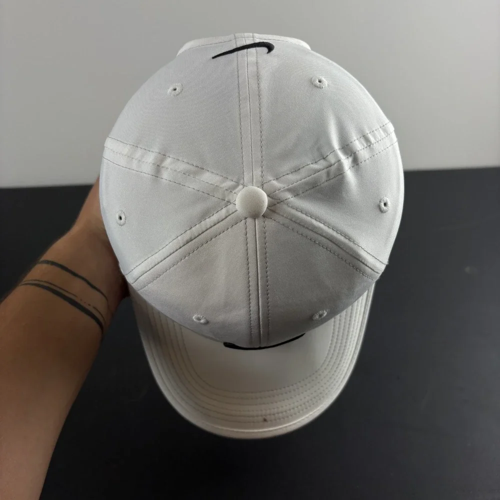 Nike Featherlight Dri-Fit Hat White Black Swoosh Tennis Running Cap Adjustable